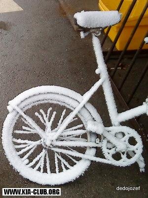 čože je to omrznuté logo, ale omrznutý bicykel